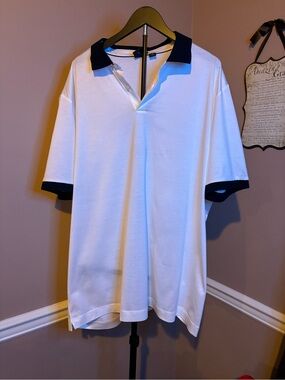 Hugo Boss White Polo with Black Contrast Collar and Sleeve Trim